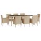 Preview: 9-tlg. Garten-Essgruppe mit Kissen Beige Poly Rattan
