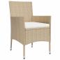 Preview: 5-tlg. Garten-Essgruppe mit Kissen Beige Poly Rattan