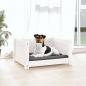 Preview: Hundebett Weiß 55,5x45,5x28 cm Massivholz Kiefer