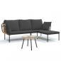Preview: 3-tlg. Garten-Lounge-Set mit Kissen Dunkelgrau Poly Rattan