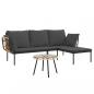 Preview: 3-tlg. Garten-Lounge-Set mit Kissen Dunkelgrau Poly Rattan