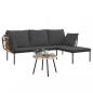 Preview: 3-tlg. Garten-Lounge-Set mit Kissen Dunkelgrau Poly Rattan