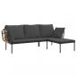 Preview: 3-tlg. Garten-Lounge-Set mit Kissen Dunkelgrau Poly Rattan