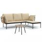 Preview: 3-tlg. Garten-Lounge-Set mit Kissen Beige Poly Rattan