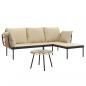 Preview: 3-tlg. Garten-Lounge-Set mit Kissen Beige Poly Rattan
