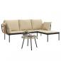 Preview: 3-tlg. Garten-Lounge-Set mit Kissen Beige Poly Rattan