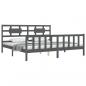 Preview: Massivholzbett mit Kopfteil Grau 200x200 cm