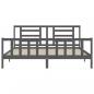 Preview: Massivholzbett mit Kopfteil Grau 200x200 cm