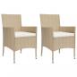 Preview: 3-tlg. Garten-Bistro-Set mit Kissen Beige Poly Rattan