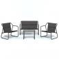 Preview: 4-tlg. Garten-Lounge-Set mit Kissen Anthrazit Stahl