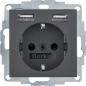 Preview: ARDEBO.de Berker 48031606 Steckdose SCHUKO/USB, B.3/B.7, anthrazit matt