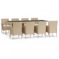 Preview: ARDEBO.de - 9-tlg. Garten-Essgruppe mit Kissen Beige Poly Rattan