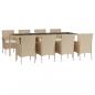 Preview: 9-tlg. Garten-Essgruppe mit Kissen Beige Poly Rattan