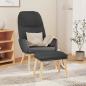 Preview: ARDEBO.de - Relaxsessel mit Hocker Dunkelgrau Stoff