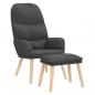 Preview: Relaxsessel mit Hocker Dunkelgrau Stoff
