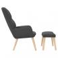 Preview: Relaxsessel mit Hocker Dunkelgrau Stoff