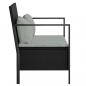 Preview: Gartenbank 2-Sitzer mit Kissen Schwarz Poly Rattan