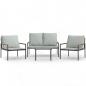 Preview: 4-tlg. Garten-Lounge-Set mit Kissen Anthrazit Stahl