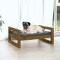 Preview: Hundebett Honigbraun 65,5x50,5x28 cm Massivholz Kiefer