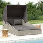 Preview: ARDEBO.de - Sonnenliege mit Faltdach Grau 200x114x128 cm Poly Rattan