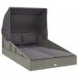 Preview: Sonnenliege mit Faltdach Grau 200x114x128 cm Poly Rattan