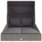 Preview: Sonnenliege mit Faltdach Grau 200x114x128 cm Poly Rattan