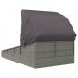 Preview: Sonnenliege mit Faltdach Grau 200x114x128 cm Poly Rattan