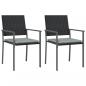 Preview: Gartenstühle mit Kissen 2 Stk. Schwarz 54x62,5x89cm Poly Rattan