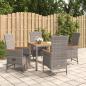 Preview: ARDEBO.de - 5-tlg. Garten-Essgruppe mit Kissen Grau Poly Rattan