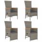 Preview: 5-tlg. Garten-Essgruppe mit Kissen Grau Poly Rattan