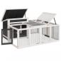 Preview: Kaninchenstall Grau 144x123x67,5 cm Massivholz Kiefer