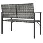 Preview: Gartenbank 2-Sitzer Grau Poly Rattan