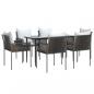 Preview: 7-tlg. Garten-Essgruppe mit Kissen Poly Rattan und Stahl
