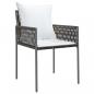 Preview: 7-tlg. Garten-Essgruppe mit Kissen Poly Rattan und Stahl