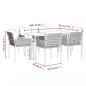Preview: 7-tlg. Garten-Essgruppe mit Kissen Poly Rattan und Stahl