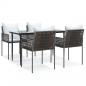 Preview: 5-tlg. Garten-Essgruppe mit Kissen Poly Rattan und Stahl