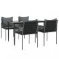 Preview: 5-tlg. Garten-Essgruppe mit Kissen Poly Rattan und Stahl