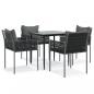 Preview: 5-tlg. Garten-Essgruppe mit Kissen Poly Rattan und Stahl