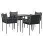 Preview: 5-tlg. Garten-Essgruppe mit Kissen Poly Rattan und Stahl