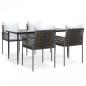 Preview: 5-tlg. Garten-Essgruppe mit Kissen Poly Rattan und Stahl