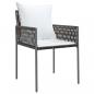 Preview: 7-tlg. Garten-Essgruppe mit Kissen Poly Rattan und Stahl