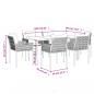 Preview: 7-tlg. Garten-Essgruppe mit Kissen Poly Rattan und Stahl