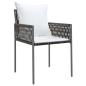 Preview: 7-tlg. Garten-Essgruppe mit Kissen Poly Rattan und Stahl