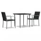 Preview: 3-tlg. Garten-Essgruppe mit Kissen Poly Rattan und Stahl