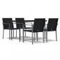 Preview: 5-tlg. Garten-Essgruppe mit Kissen Poly Rattan und Stahl