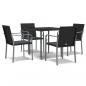 Preview: 5-tlg. Garten-Essgruppe mit Kissen Poly Rattan und Stahl