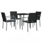 Preview: 5-tlg. Garten-Essgruppe mit Kissen Poly Rattan und Stahl