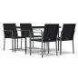 Preview: 5-tlg. Garten-Essgruppe mit Kissen Poly Rattan und Stahl