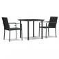 Preview: 3-tlg. Garten-Essgruppe mit Kissen Poly Rattan und Stahl