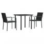 Preview: 3-tlg. Garten-Essgruppe mit Kissen Poly Rattan und Stahl